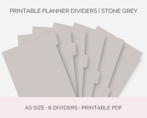 Printable Planner Dividers A5 Dividers Grey Planner | Etsy