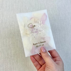 Sprinkle With Love Foil Glassine Bags, Personalised Confetti Bags, Rose Gold, Wedding Confetti Favours, Eco Biodegradable Wedding DIY