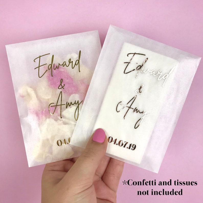 Foil Glassine Bags Personalised Confetti Bags Rose Gold Etsy