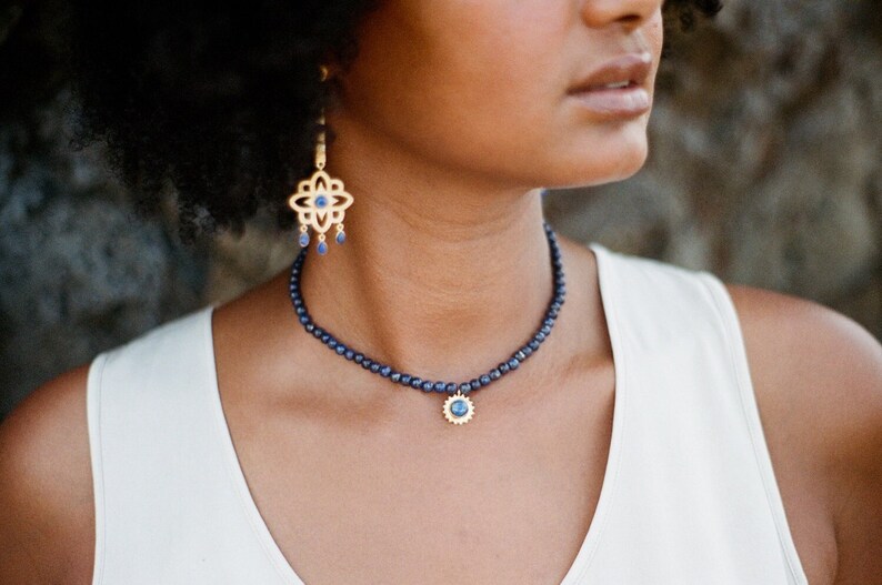 Gold Vermeil and Lapis Lazuli Choker image 1