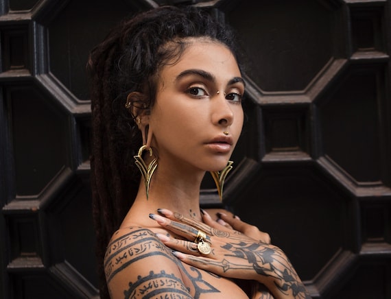 Gold Statement Tribal Ear Weights Etsy Singapore
