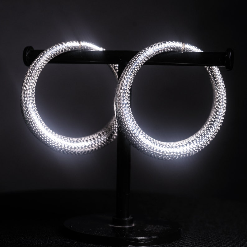 Hammered Silver Tribal Hoop Weights Etsy