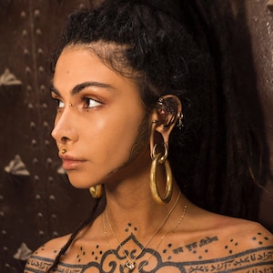 Hammered gold tribal hoop weights
