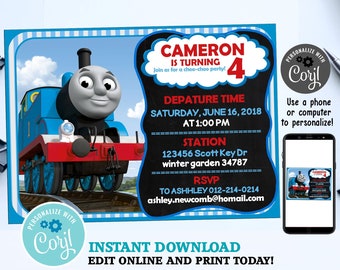 Thomas The Train Invitation Etsy