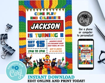 lego invitation etsy