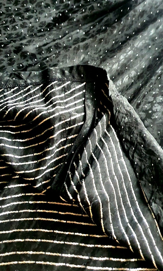Stunning 1950s black spot damasked (silk or silky… - image 10