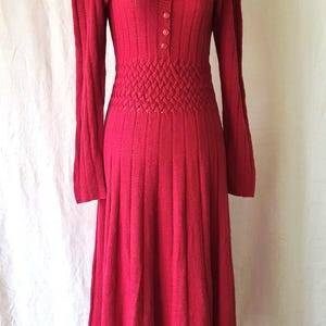 1940s raspberry handknit wool dress