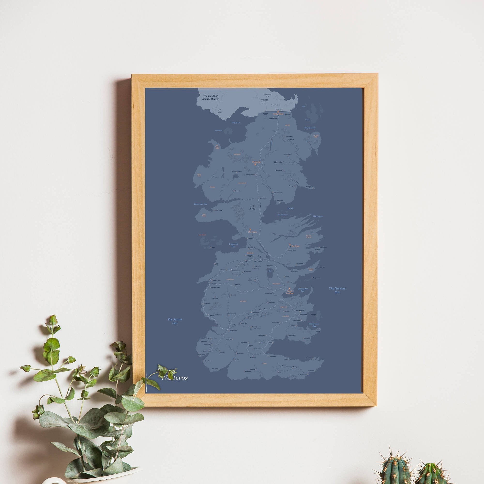 Game Of Thrones Map Print Westeros Map Poster Etsy