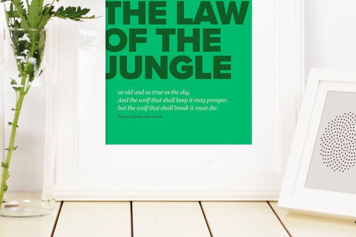 Literary Quote Poster Jungle Book Law of the Jungle Wall Art Etsy Norway
