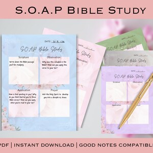 Estudio bíblico SOAP imprimible, estudio de las Escrituras digital, estudio de versículos digital, plantilla imprimible de la Biblia SOAP, hoja de trabajo bíblica Goodnote, SOAP