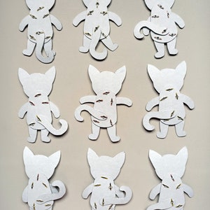 Paper dolls articulated Cat, SET of 3 assembled paper puppets. image 9