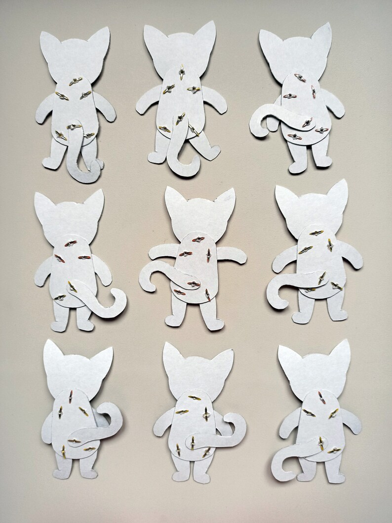 Paper dolls articulated Cat, SET of 3 assembled paper puppets. image 9