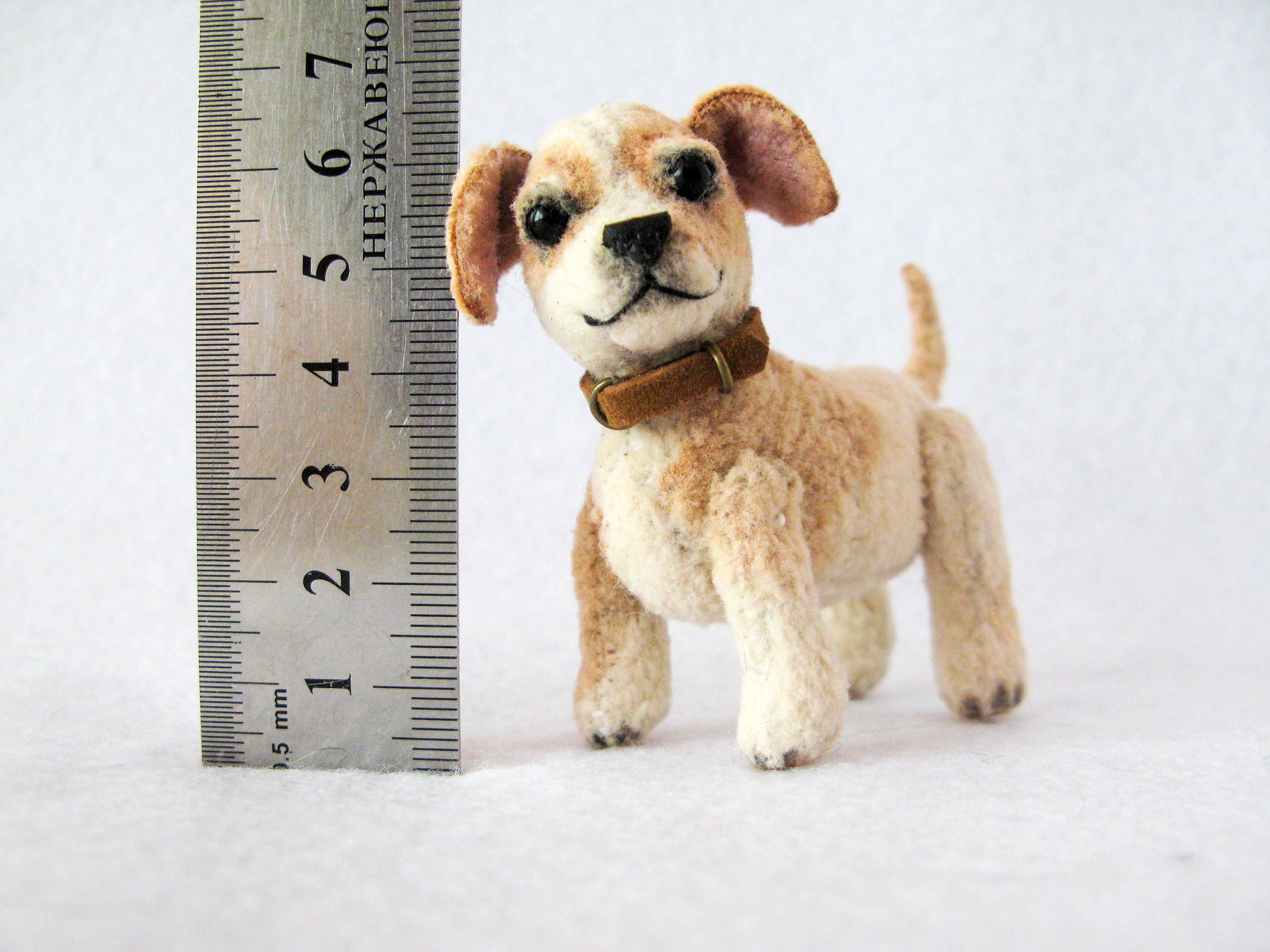 Plush Puppy dog toy. OOAK dollhouse miniature dog. Pet for Etsy