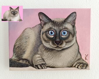 Custom pet portrait acrylic painting from photo, Cat Lovers Gift.