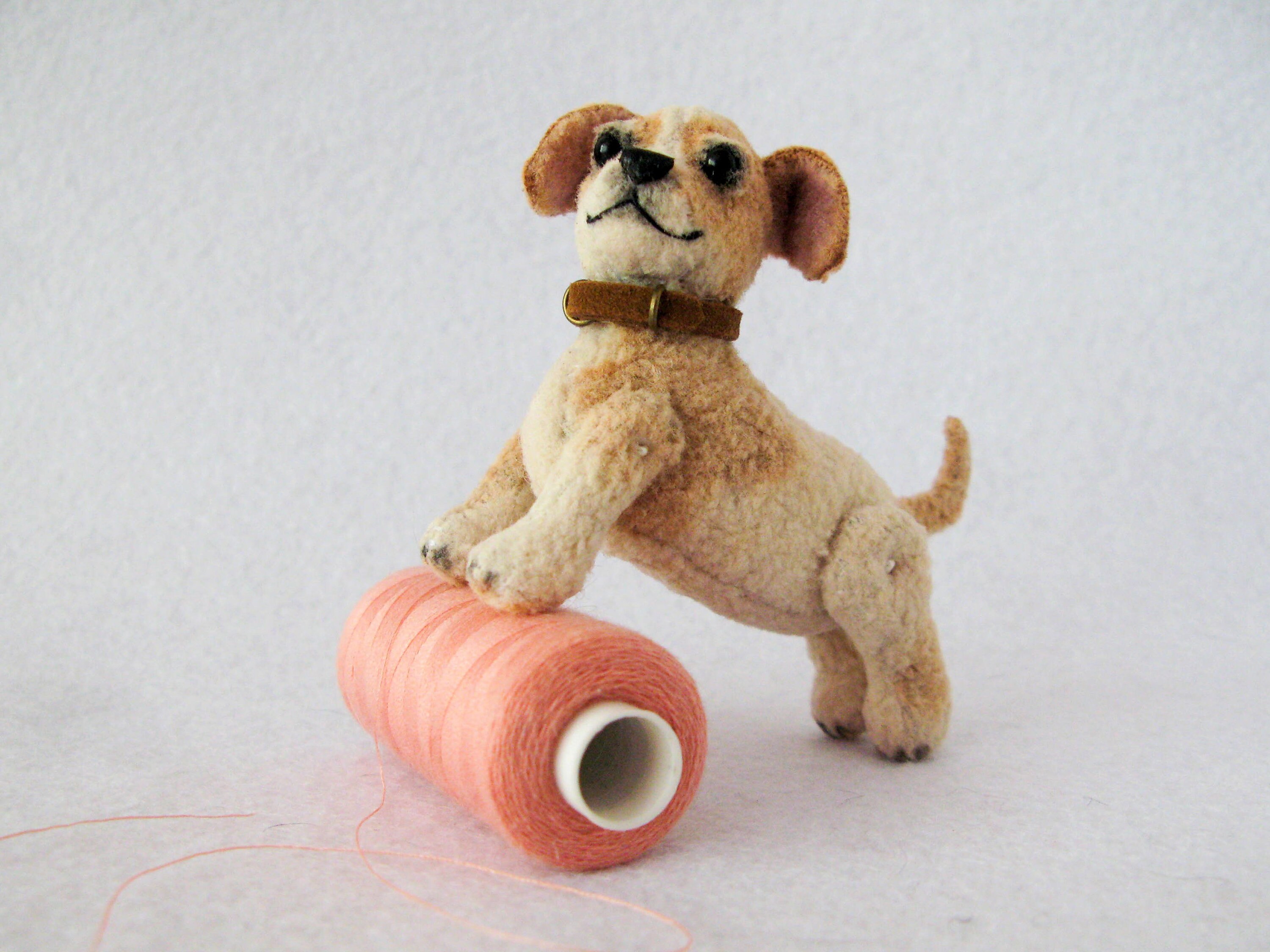 Plush Puppy dog toy. OOAK dollhouse miniature dog. Pet for Etsy