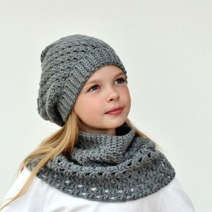Paula set crochet pattern, slouch hat and cowl for baby, toddler, child, teen woman