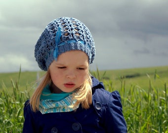 Spring slouchy hat - crochet pattern for toddler, child, teen and adult woman