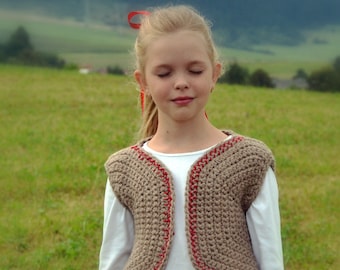 Historical vest crochet pattern for baby, toddler, child, teen, adult