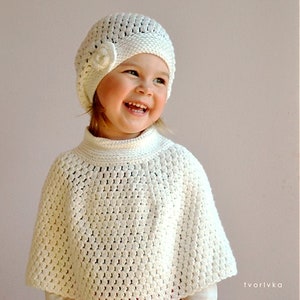 2 CROCHET PATTERNS New amazing hat/beret and cape/poncho for baby, toddler, child, teen and adult woman image 2