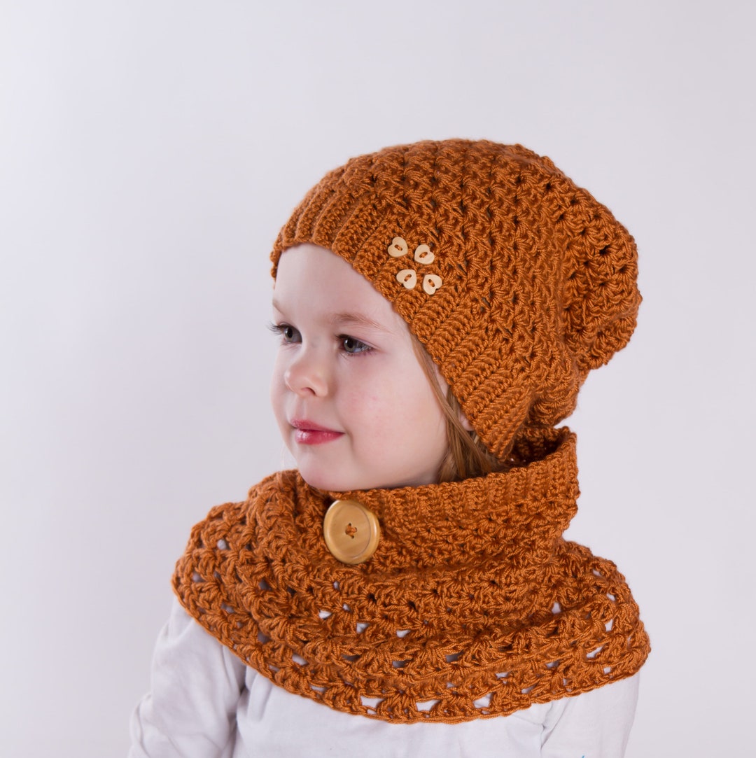 Paula Set Crochet Pattern Slouch Hat and Cowl for Baby - Etsy