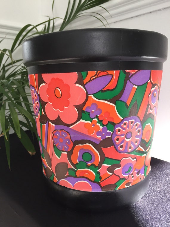 Flower Power Retro Waste Paper Bin Etsy