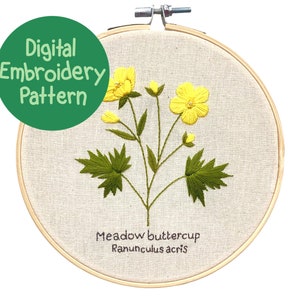 Buttercup Embroidery Pattern, Flower Embroidery Pattern, Beginner ...