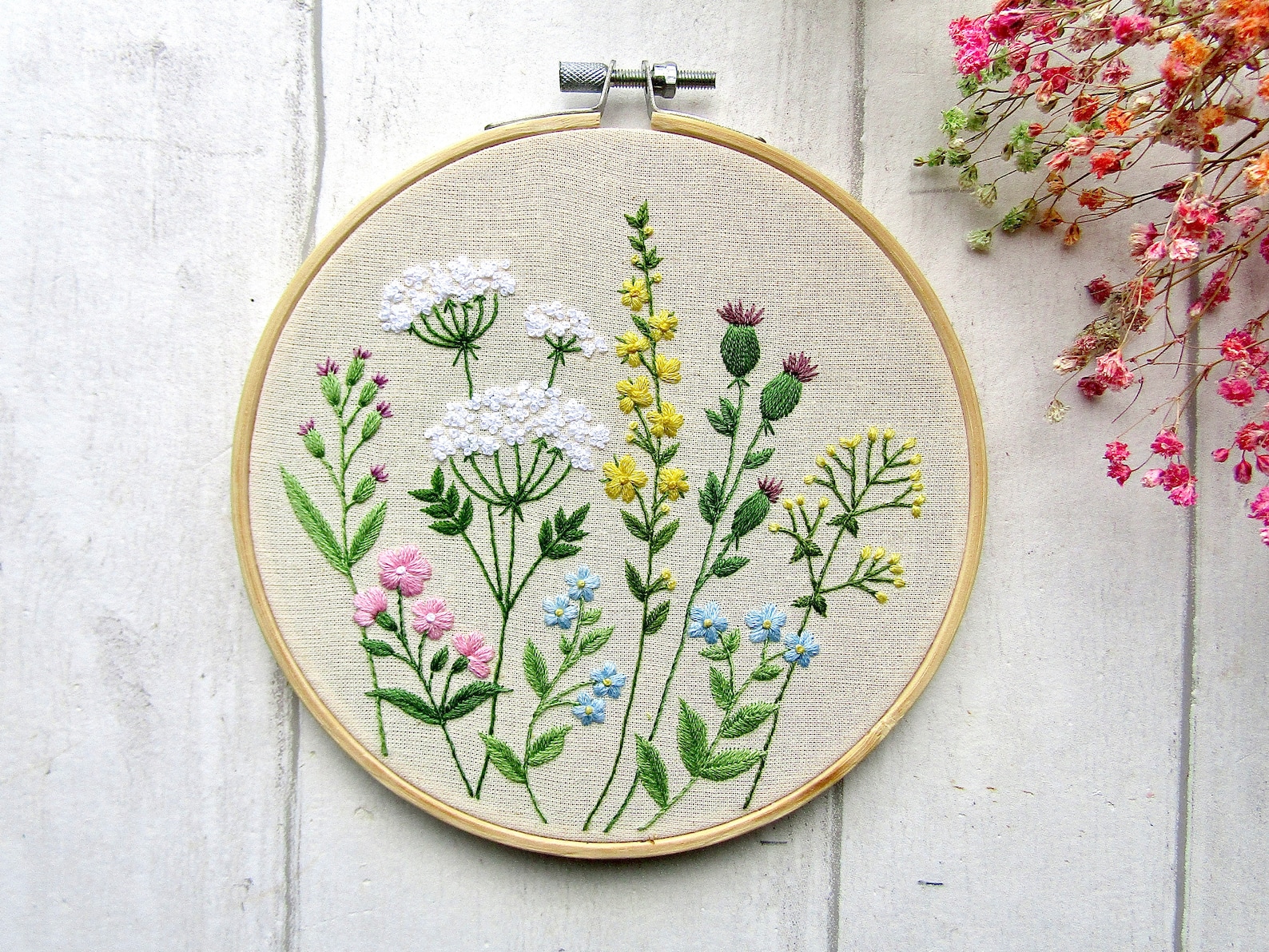 Wildflower Embroidery Pattern Flower Embroidery Pattern Etsy