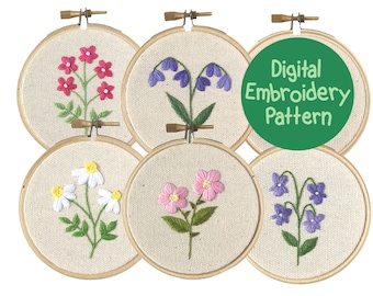 Flower Embroidery Pattern, Wildflower Embroidery Pattern, Floral Hand Embroidery PDF, Beginner DIY Embroidery, Floral Stitching Design