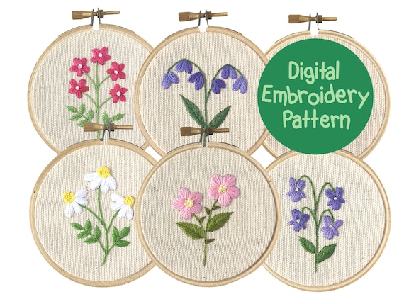 DIY Easy Flower on the Meadow, Botanical Hand Embroidery Pattern PDF, DIY  Hand Stitched Hoop Art 5, Digital Download Wildflowers Design -  Canada