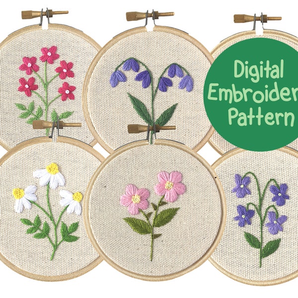 Flower Embroidery Pattern Etsy