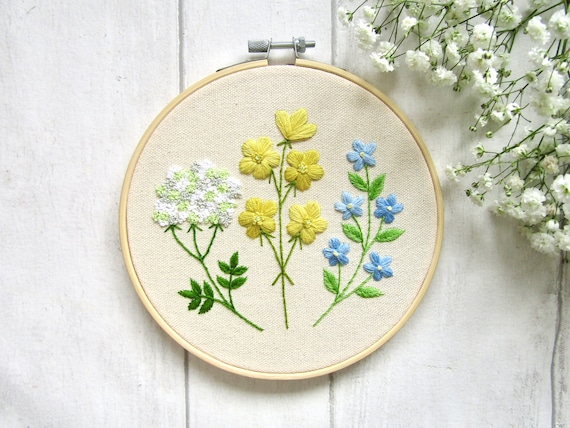 Wildflower Hand Embroidery Pattern, Embroidery Design