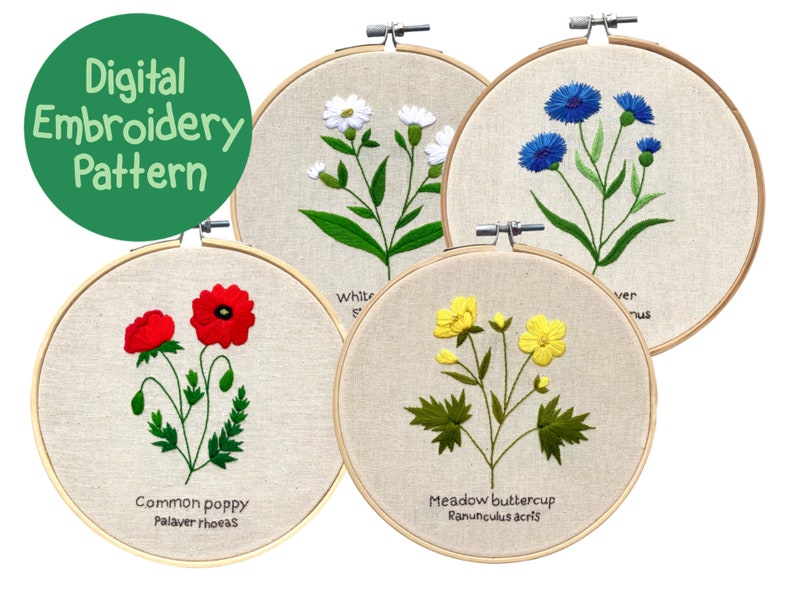 Wildflower Embroidery Patterns 4 PDF Embroidery Patterns - Etsy