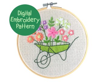 Flower Embroidery Pattern, Gardening Embroidery PDF, Floral Hand Embroidery PDF, Beginner Embroidery, Wildflower Stitching Design