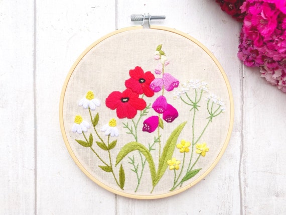 Delaware Flower Hand Embroidery Pattern {Peach Blossom} - Wandering Threads  Embroidery