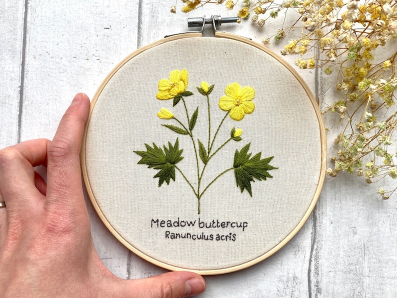 Buttercup Embroidery Pattern, Flower Embroidery Pattern, Beginner ...