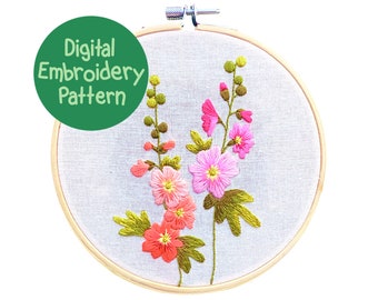 忘れな草の刺繍パターン、野花の手刺繍パターン、初心者向け刺繍、花柄