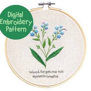 Wildflower Embroidery Pattern, Floral Hand Embroidery Design, Beginners Flower Stitching, Embroidery PDF Guide, Forget Me Not Embroidery