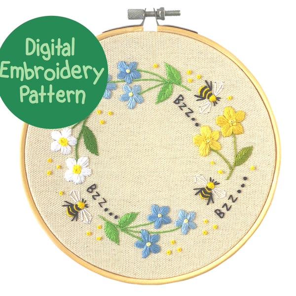 Flower Embroidery Pattern, Wildflower Embroidery Pattern, Beginner Hand Embroidery, Floral Embroidery Pattern PDF, Floral Stitching Design