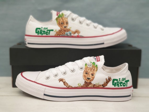 Custom Hand Painted Shoes Marvel s Baby Groot Art Graphic Personalized Gift Canvas Shoes Etsy Australia