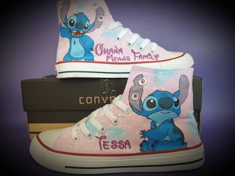 Converse Branded Custom Hand Painted Disney Stitch High Top - Etsy