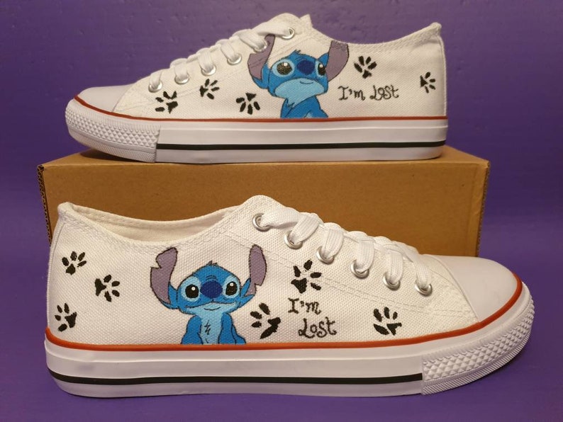 Custom Hand Painted Shoes Disney Stitch I'm Lost Character | Etsy