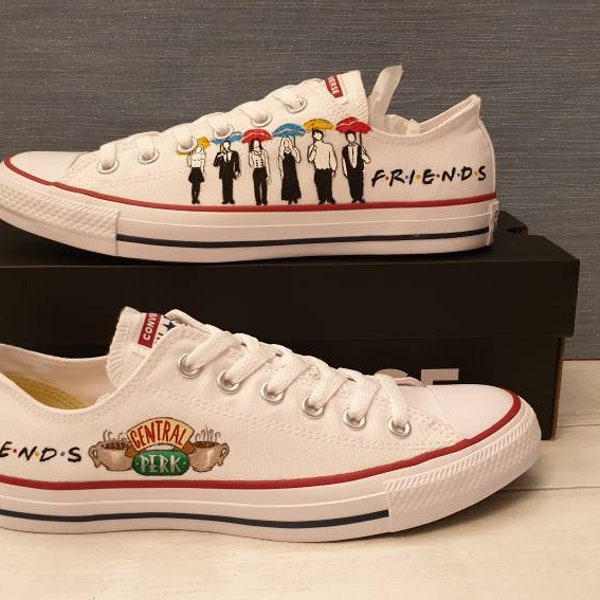 Custom Hand Painted Converse Low Top Shoes with Friends design