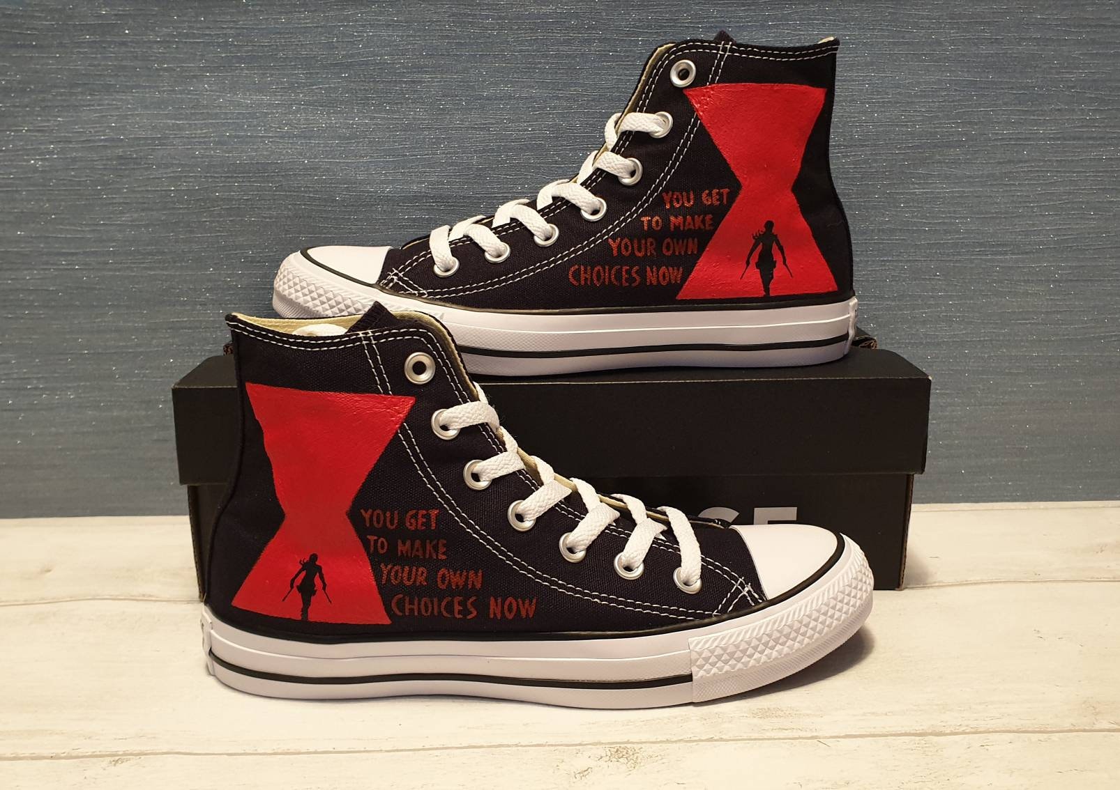 Converse branded Custom Hand Painted Shoes Marvels Black Widow Themed High Top Shoes Shoes Womens Shoes Sneakers & Athletic Shoes 