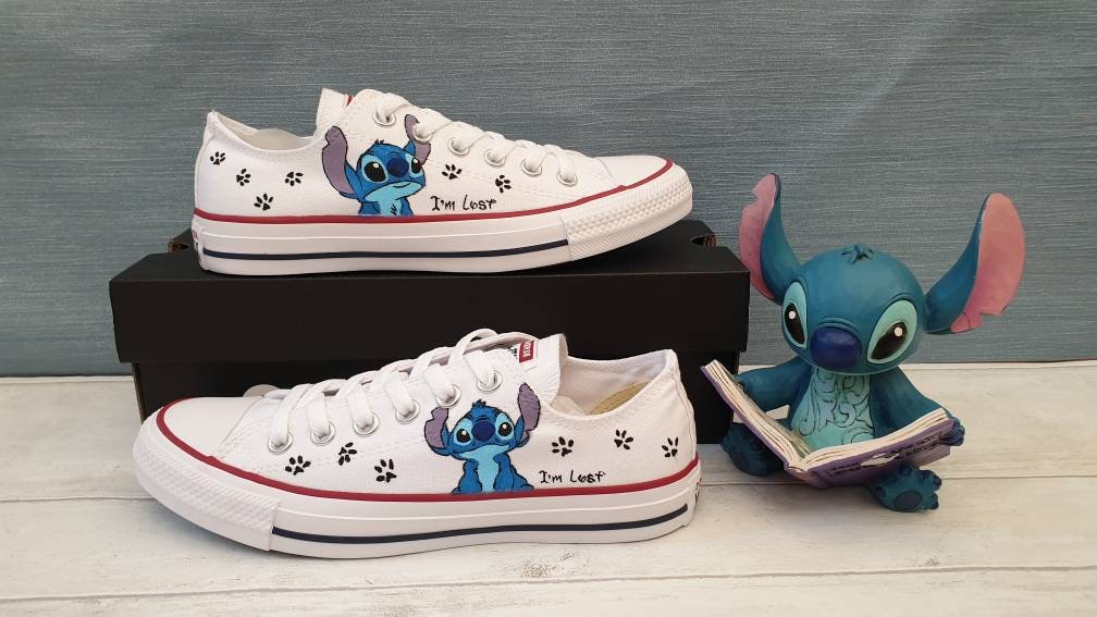 Custom Hand Painted Shoes Disney Stitch I'm Lost Character | Etsy UK