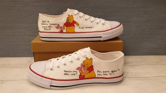 Custom Hand Painted Converse Low Top Shoes in Disney Winnie The Pooh &  Piglet design