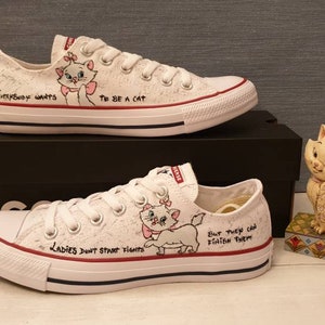 Custom Hand Painted Shoes Disney Aristocats Character Art Graphic Personalized Gift Canvas Shoes