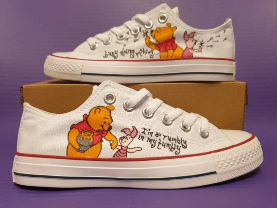 Custom Hand Painted Converse Low Top Shoes in Disney Winnie The Pooh &  Piglet design