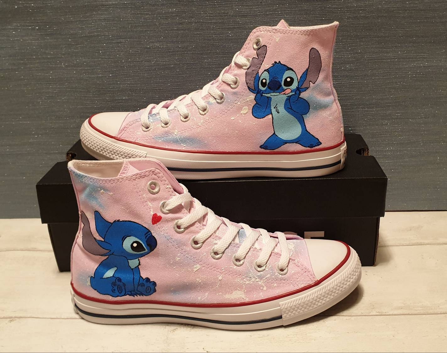 Stitch & Angel High Top Shoes, Stitch and Angel converse, Custom