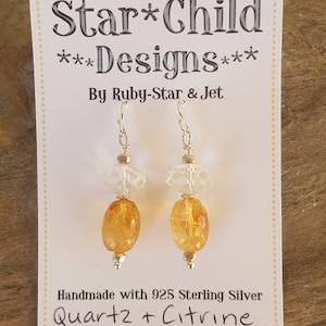 Zierliche Facettierte Bergkristall & Citrin Perlen Ohrringe, Zwei Stein Ohrringe, Minimalistische Ohrringe, Metaphysische Schmuck, Jahrestag Geschenk für Sie