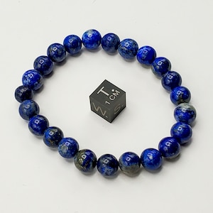 Lapislazuli A Grade elastisches Armband mit 8mm runden Perlen, minimalistisches Armband, Chakra, Heilsteine, Metaphysischer Schmuck